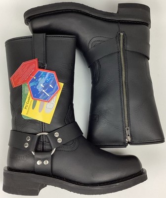 RideTecs Men's 13'' Leather WP Harness Side Zip Biker Boots Black Size 7.5 M