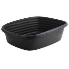 Open Top Cat Litter Box Large Plastic Tray Pan Simple Recycling Design Black