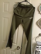 adidas women Green 3-Stripes Track Pants S Regular Polyester Elastic Waist