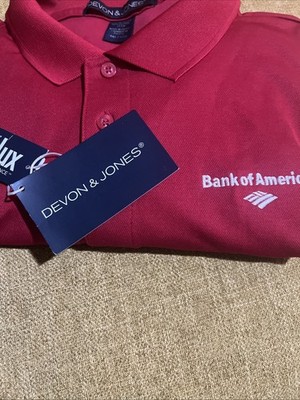 Bank of America Polo Shirt Men's Size 3XL  Devon& Jones Red Logo NWT Free  