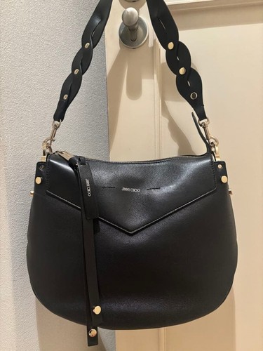 Jimmy Choo Sofia M Black Leather Crossbody Shoulder Bag Gold Hardware Dust Bag