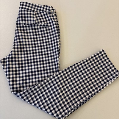 Old Navy Women s Ankle Pants Pixie High Rise Pockets Blue Checkered Size 6 NWOT