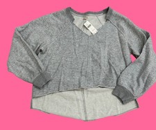 NEW Anthropologie Pilcro S Crop Gray L/S Top Sweatshirt NWT