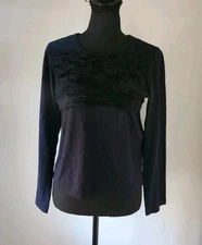 tricot COMME des GARCONS Women's Long Sleeve Black Wool Pullover Sweater Size S