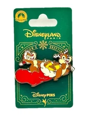 Disneyland Paris Christmas Chip & Dale Pin 2025 Pulling Holiday Presents