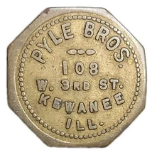 US Old Pyle Bros Tavern Kewanee IL Henry Illinois 10c 10 Cents GF In Trade Token