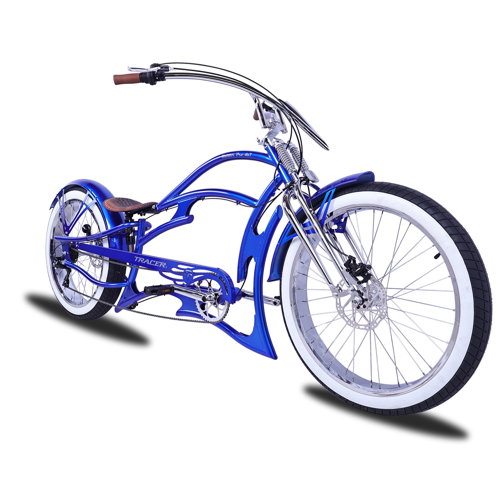 Tracer Raider 26" Stretch Chopper Cruiser Bike 7-Speed Fat Tire Lowrider Disc