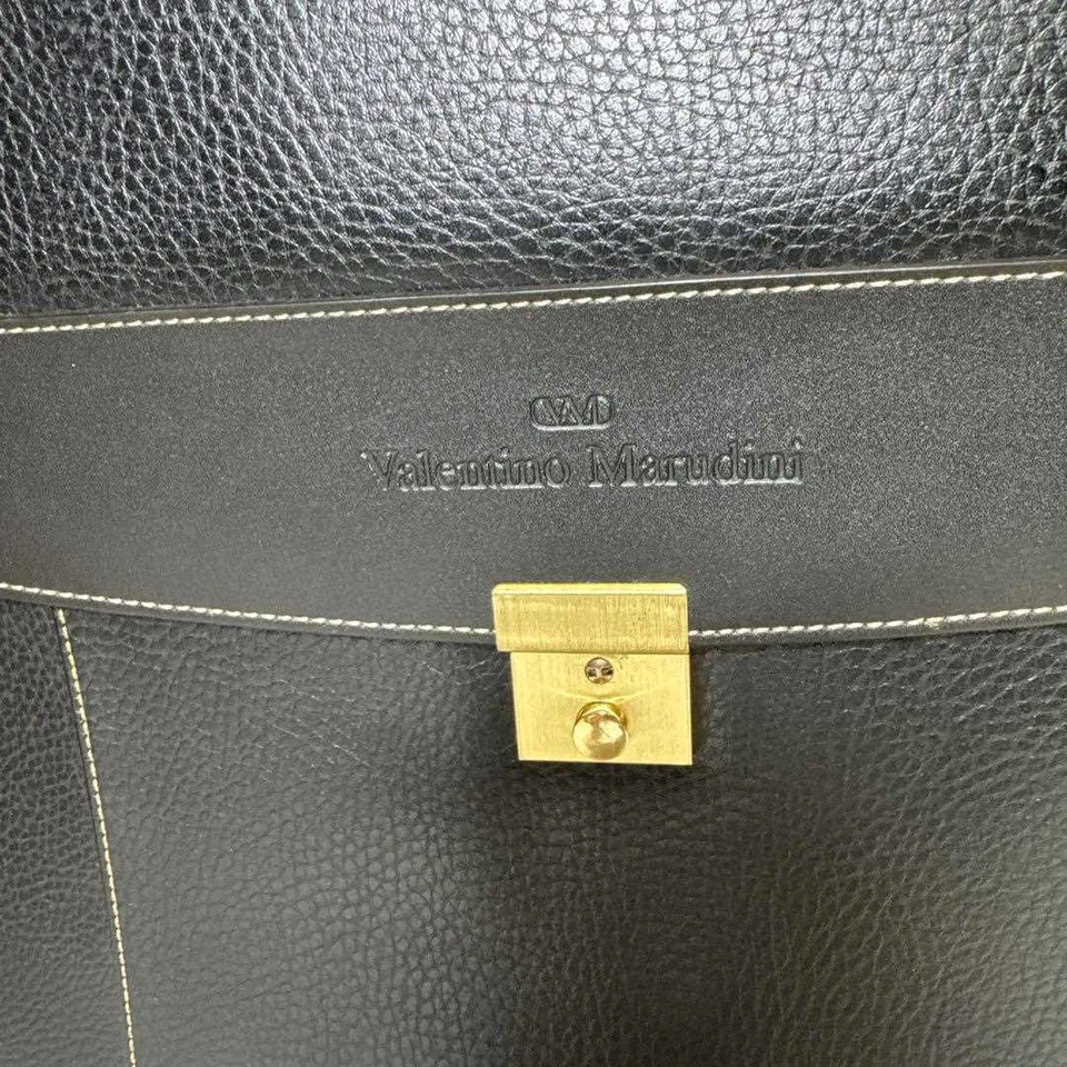 VALENTINO Business Bag Briefcase A4 Logo Leather Black Men's USED FROM JAPAN - Image 2 of 4