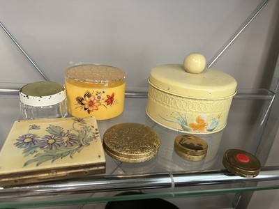 Lot  Vintage Metal & Plastic Cosmetic Compacts & Powder Jars
