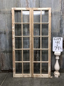 Antique French Double Doors (44x79) 10 Pane Glass, European Reclaimed G119