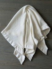Vintage BABY MORGAN Acrylic Waffle Weave Nylon Silky Trim Baby Blanket