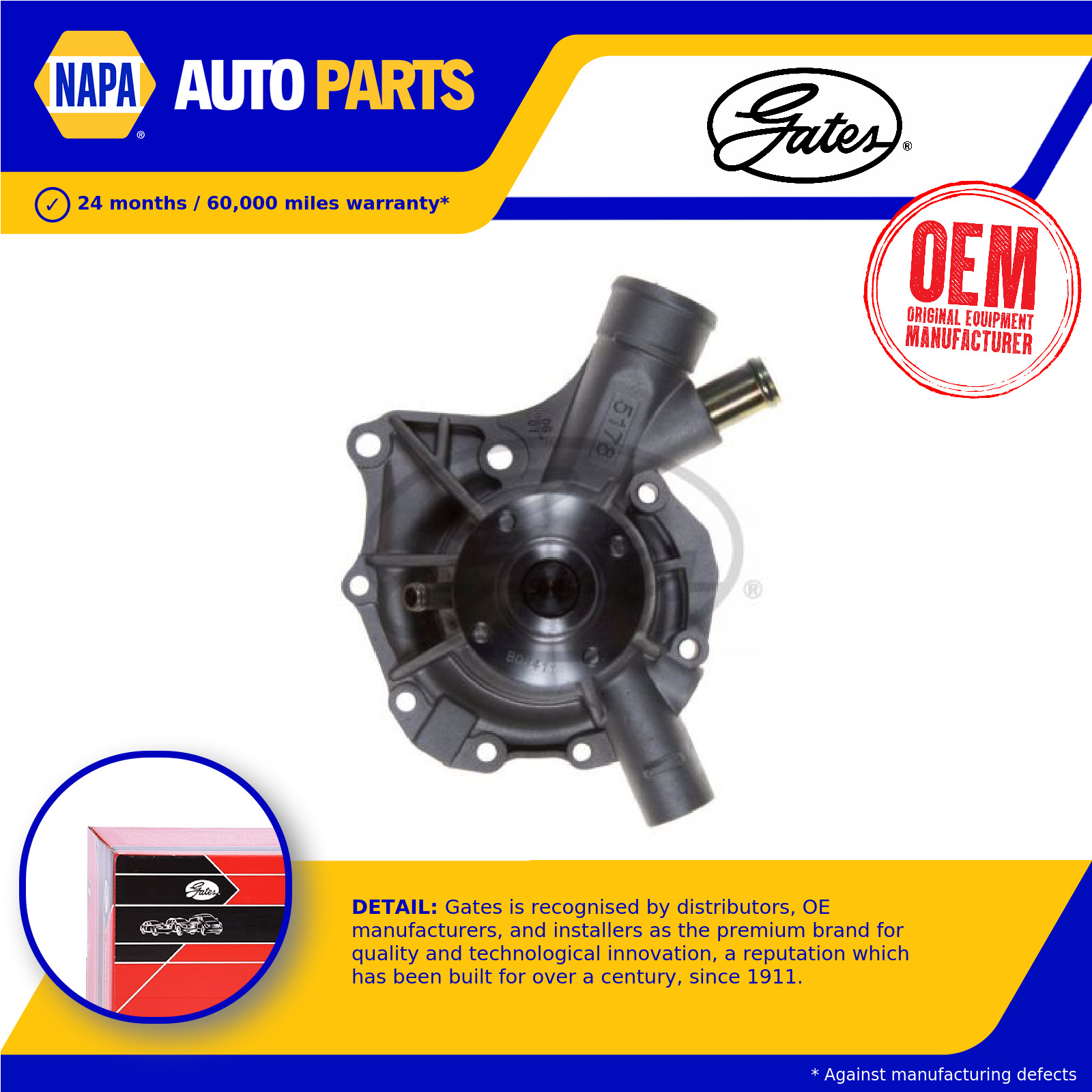 Water Pump fits MERCEDES C180 S202 2.0 00 to 01 M111.952 Coolant Gates Quality