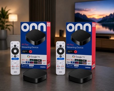 Pack2 onn 4K Plus Streaming Device, Google TV, Dolby Vision, Remote + Preload