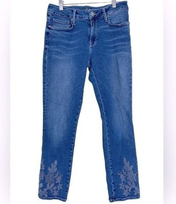 Mavi Women s 28 Jeans Skinny Sophie Ankle Mid Rise Embroidered Blue