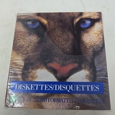 8 IBM Brand 3.5 Inch Floppy Disks Diskette 2.0 MB Unique Box Artwork Cougar Cat