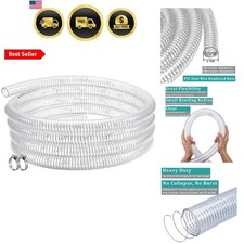 Suction Hose 3/4" ID - 25ft Clear Wire Reinforced Vinyl Tubing Heavy Duty PVC...