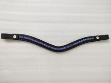 Snap both End Purple  Blue Combination Crystal Leather Horse Bridle Brow-band.
