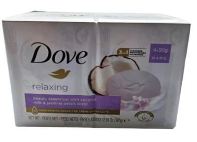 Dove Relaxing Beauty Bar Seife mit Kokosmilch & Jasmin 4 x 90g