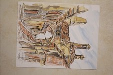 aquarelle village dordogne de Jean-François Kotarski 30 x 24 cm environ