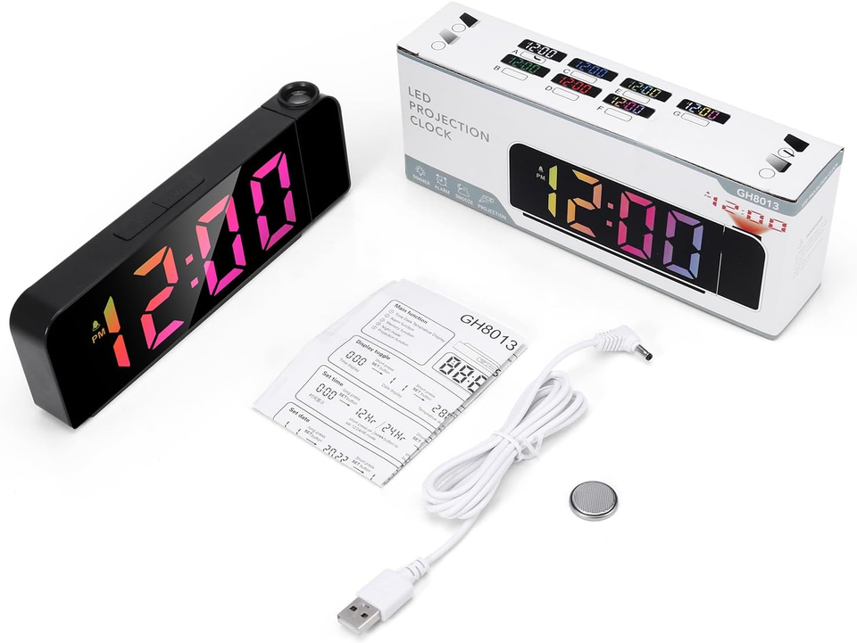 Projection Alarm Clock, Alarm Clocks with Projection on Ceiling with 7.