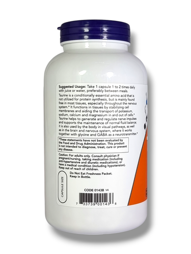 Now Foods Taurine 1000 mg, 250 capsules - Picture 3 of 3