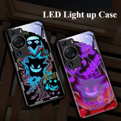 Cartoon Induction LED Light up Glass Phone Case for iPhone 16 15 14 13 12 11 Pro