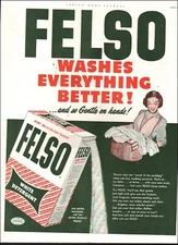 1951 Vintage ad FELSO retro laundry detergent Art Wicker Basket   08/12/24