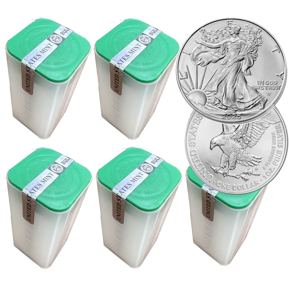 Lot of 100 - 2025 American Silver Eagle $1 Coin 1 oz .999 Fine