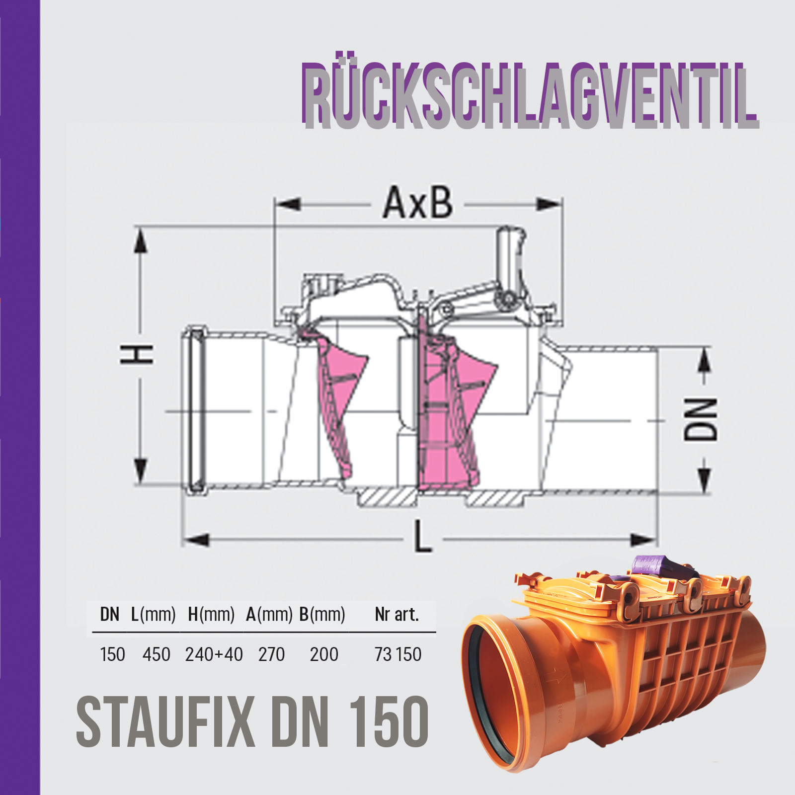KESSEL Staufix 73150 Rückschlagventil DN 150 ANTI FLUT VENTIL 2  
