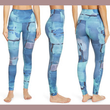 NWT 69 Zella XS Renew Ultra High Waist Print Leggings in Teal Lucerne u421