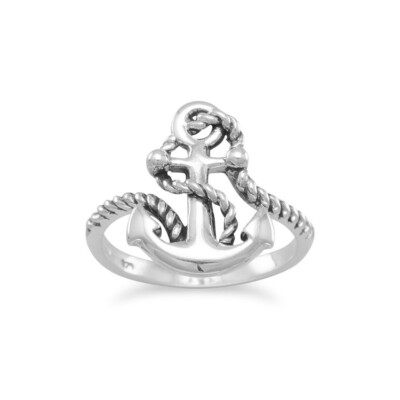 Nautical Rope Anchor Rings Anchor with Rope Nautical Ring Sterling Silver | eBay