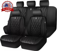 Fundas para asientos delanteros y traseros, 5 piezas, cuero de imitaci n Negro