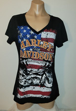 Harley Davidson Large American Flag Motorcycle Brandon Fl Short Sleeve Top
