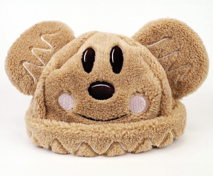 Disney Cakeworthy Mickey Gingerbread Sherpa Beanie Ear Hat NEW 2024