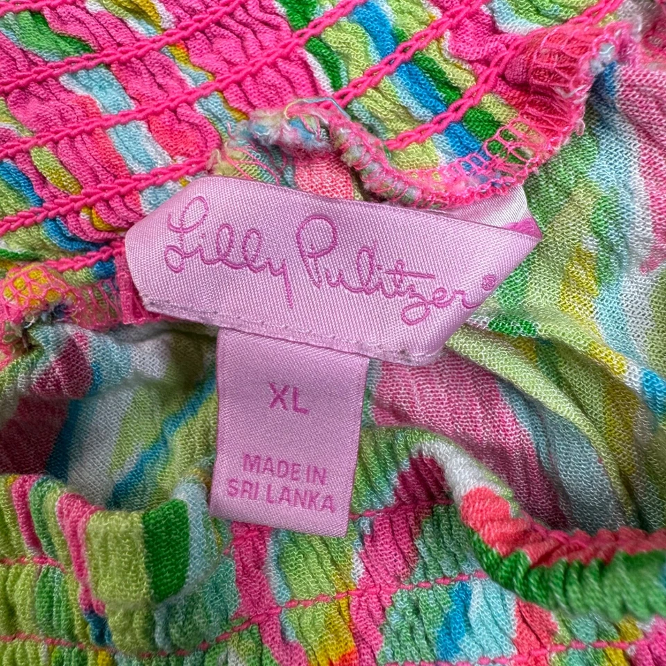 Short Lilly Pulitzer Kat Tiki rosa verde limão feminino GG - Imagem 3 de 4