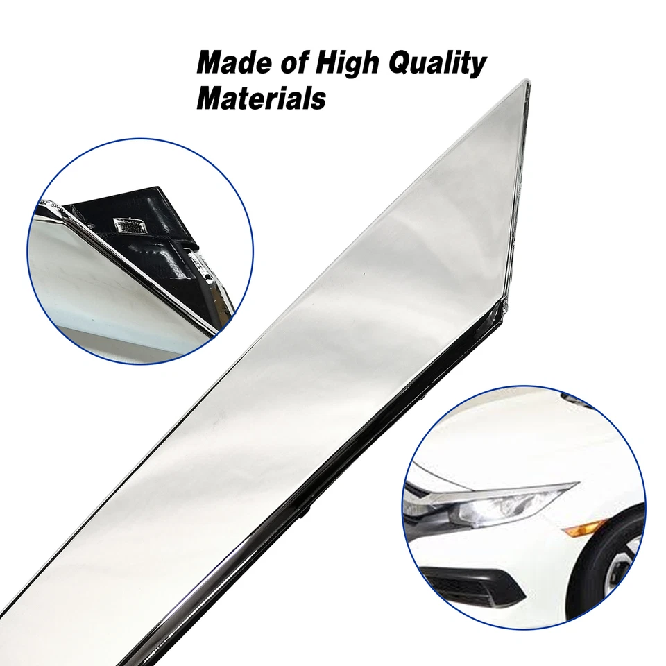 Ajuste 2016-2017 2018 Honda Civic parrilla cromada faros párpados moldura izquierda+derecha Foto 3 de 4