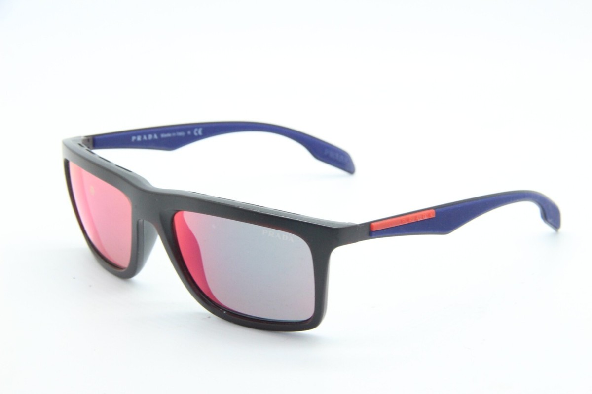 NEW PRADA SPORT PS 02P SL8-9Q1 MATTE BLACK MIRRORED