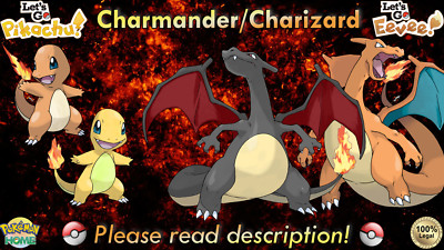  Shiny Non-shiny Charmander Charizard 6IV Let's Go Pikachu Eevee HOME ( Legal)