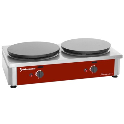 Gas Doppel Crepiere Crepesmaker 2 x Ø 400 mm emailliert 860 x 500 x 240 mm  neu