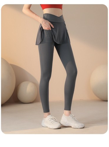 Damen Plissee Tennis Rock mit Tasche Leggings Cross V High Waist Golf Skorts - Bild 8 von 9