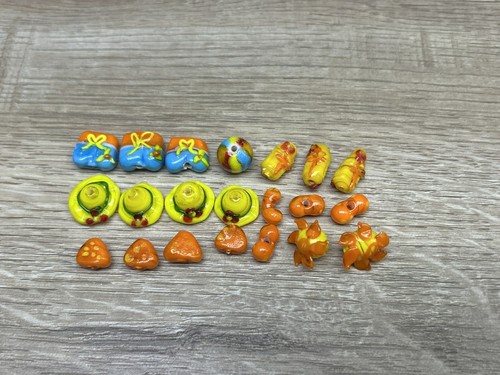 Vintage Lampwork Colorful Hats Suns Figurine Glass Beads Lot Of 21