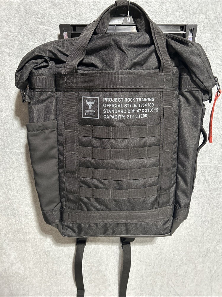 Under Armour Project Rock 30L Duffle Backpack Gym Bag Black 1364189-002