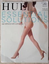 HUE Essential Solutions Pantyhose Control Top Support Sz 2 Natural 5992N Den-20