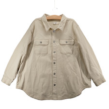 Terra & Sky Women's Jacket Light Tan Off White Plus 2x Snap Button