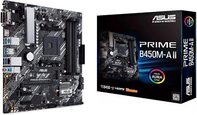 ASUS PRIME B450M-A II, AMD AM4, MATX, 128GB DDR4, 4DIMM, HDMI, DVI, D-SUB, PCIE