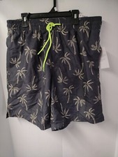 Old Navy Men M Board Surf Shorts Swim Trunks Hawaiian Palm Tree Mesh Brief UPF40