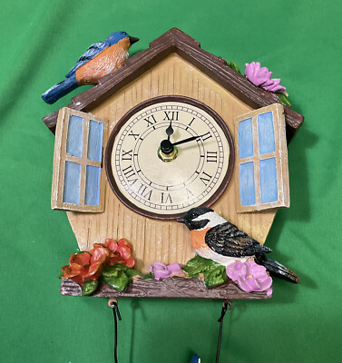 Hand-Painted Home Sweet Home Birds Wall Clock# 56436. | eBay