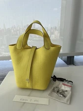 NEW Hermes Picotin 18 Bag Lime Color with Palladium-Plated Hardware