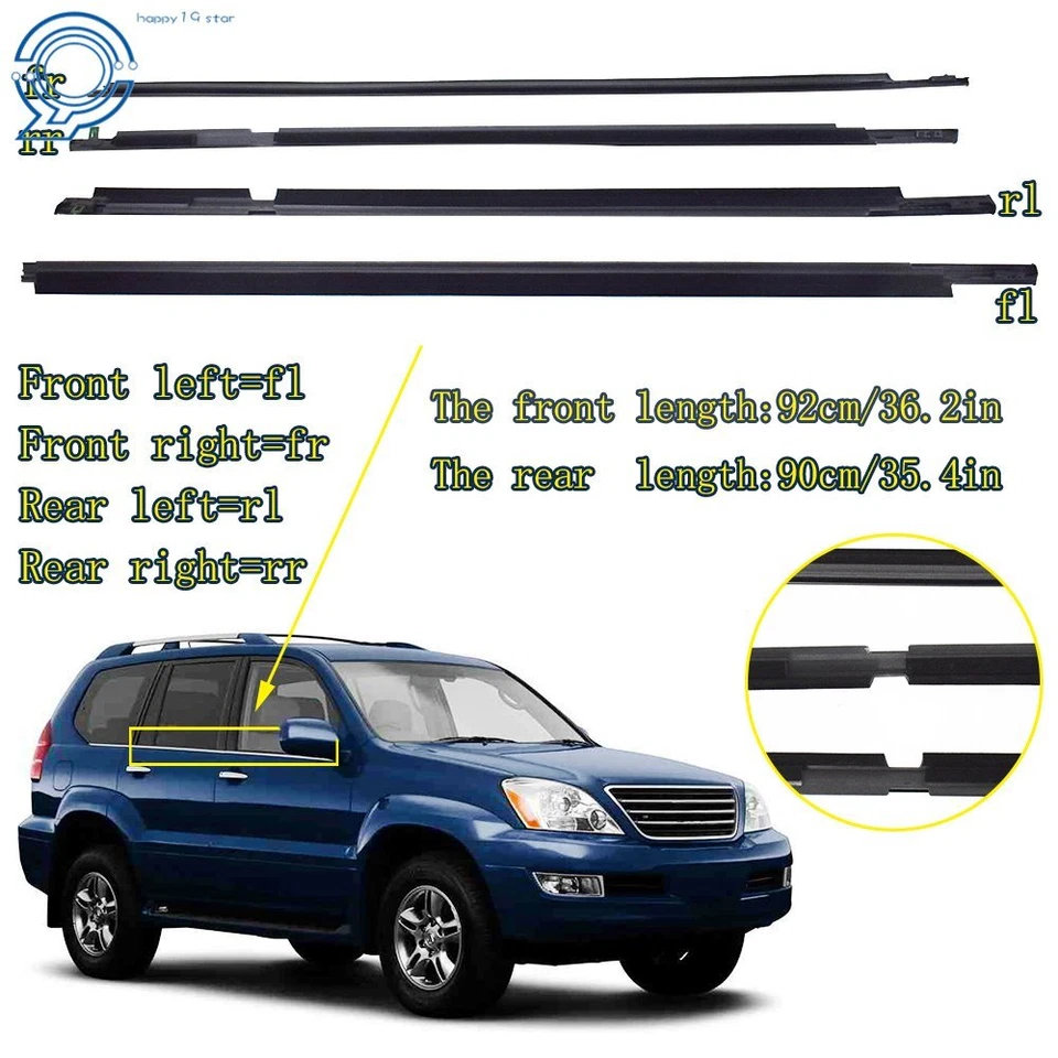 Weatherstrip Rubber Window Belt Moulding For LEXUS GX470 2003-2009 75722-60080 Foto 2 de 4