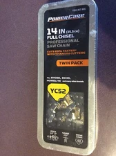 PowerCare 14” Twin Pack Full Chisel Chain Saw Blades YC52 Ryobi ,Echo , Homelite